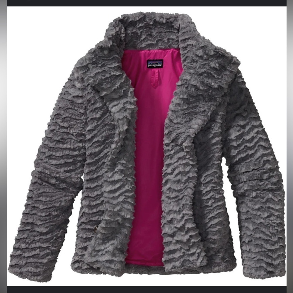 Girl’s Patagonia pelagic Sherpa fuzzy coat jacket spring casual Cozy $100 boho